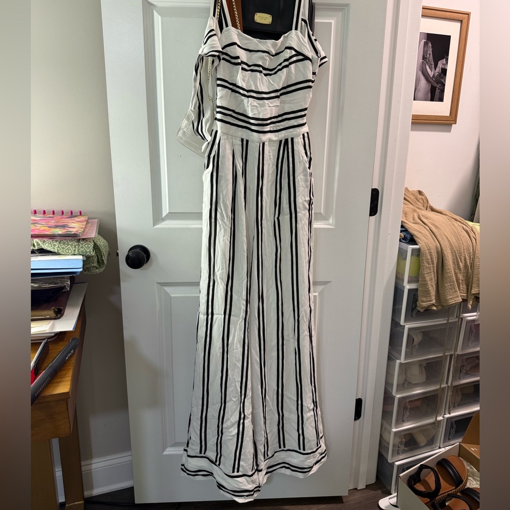 Vici Black and White Striped Jumpsuit